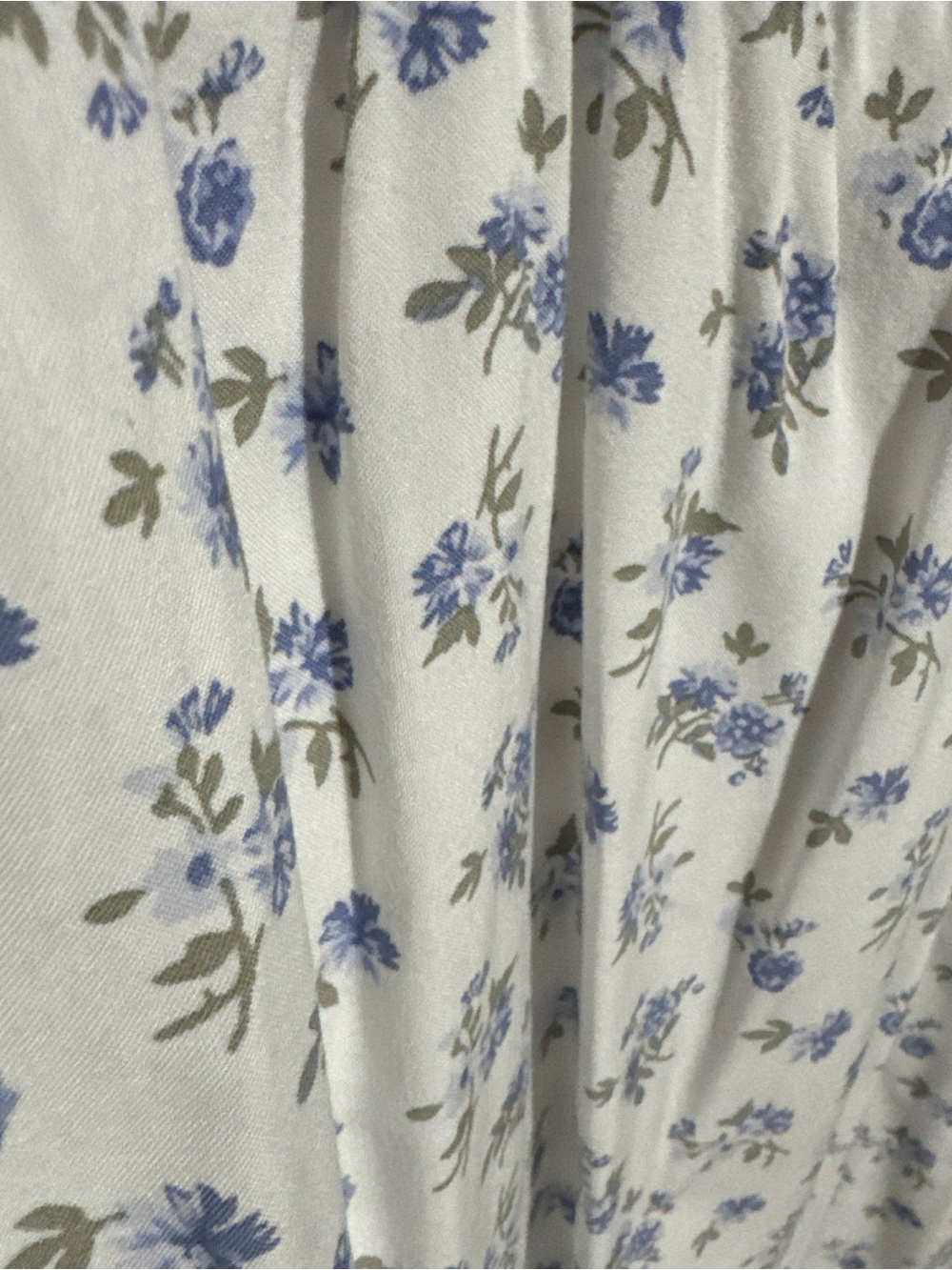 Hollister White A-Line Dress with Blue Floral Print EUC
